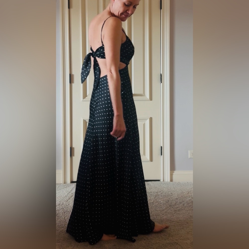 Bardot Black Backless Dress with White Dots